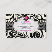 PixDezinesのストロベリー スワール カップケーキ+ダマスク 名刺 (裏面)