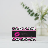 PixDezinesのセクシーなリップ+サシーのレオパード 名刺 (スタンド正面)