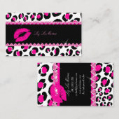 PixDezinesのセクシーなリップ + サシーのレオパード 名刺 (正面/裏面)