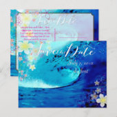 PixDezinesのセーブデート/フラの夢/波 案内ポストカード (正面/裏面)