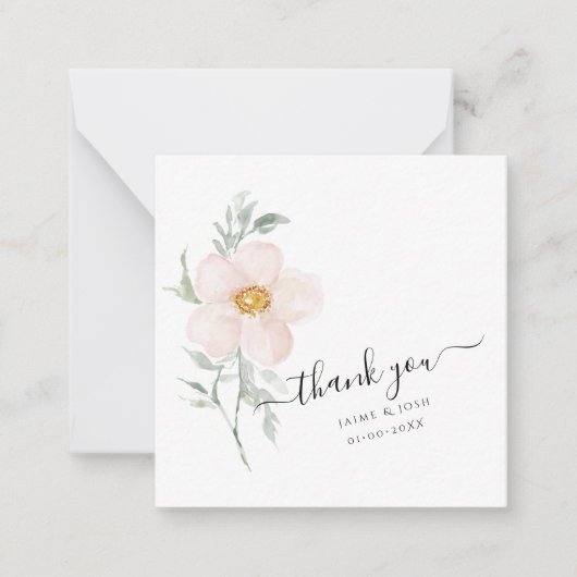 PixDezinesのソフトピンク水彩単花弁のバラ ノートカード (正面)