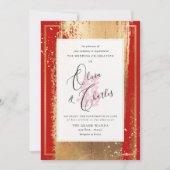 PixDezinesのダブルハピネス、フェイク金ゴールド 招待状 (正面)