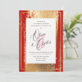 PixDezinesのダブルハピネス、フェイク金ゴールド 招待状 (スタンド正面)