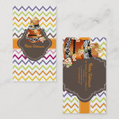 PixDezinesのダマスク柄のウェディングケーキ+シェブロン 名刺 (正面/裏面)