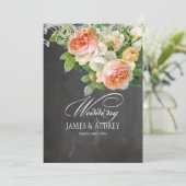 PixDezinesのチョークボード/ロココ/ビンテージローズ 招待状 (スタンド正面)