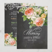 PixDezinesのチョークボード/ロココ/ビンテージローズ 招待状 (正面/裏面)