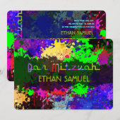 PixDezinesのネオンライト/アーバングランジ/バルミツヴァ 招待状 (正面/裏面)