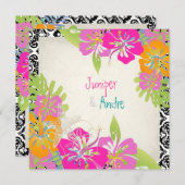 PixDezinesのハイビスカス/ビーチ/DIY背景 招待状 (正面/裏面)