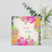 PixDezinesのハイビスカス/ビーチ/DIY背景 招待状 (スタンド正面)