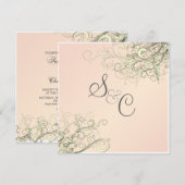 PixDezinesのバニラ スワール/手作り カップケーキ ピンク 招待状 (正面/裏面)