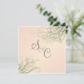 PixDezinesのバニラ スワール/手作り カップケーキ ピンク 招待状 (スタンド正面)