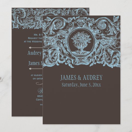 PixDezinesのバロック装飾 招待状 (正面/裏面)