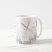 PixDezinesのパリをFAUX SILVER+ピンク大理石で表現 コーヒーマグカップ (正面右)