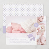 PixDezinesのピンクのヒポポタマス/DIYアクセントカラー 案内状 (正面/裏面)