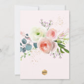 PixDezinesのピンクの水彩の芍薬の洗礼 招待状 (裏面)