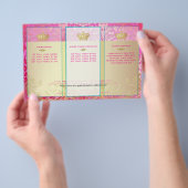 PixDezinesのピンクの花のダマスク チラシ (ハンドル)