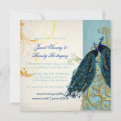 PixDezinesのピーコックの羽/ターコイズ 招待状 (裏面)