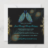 PixDezinesのピーコックの羽/ターコイズ 招待状 (裏面)