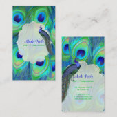 PixDezinesのピーコック コバルトブルー/水彩効果 名刺 (正面/裏面)