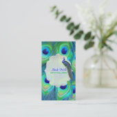 PixDezinesのピーコック コバルトブルー/水彩効果 名刺 (スタンド正面)