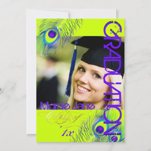 PixDezinesのピーコック、2013年卒業式/手作り背景 招待状 (正面)