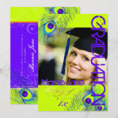 PixDezinesのピーコック、2013年卒業式/手作り背景 招待状 (正面/裏面)