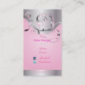 PixDezinesのフィルigree+スワール/シルバー+ポッシュピンク 名刺 (裏面)