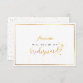 PixDezinesのフェイク金ゴールドは私のブライドメイド 招待状 (正面/裏面)