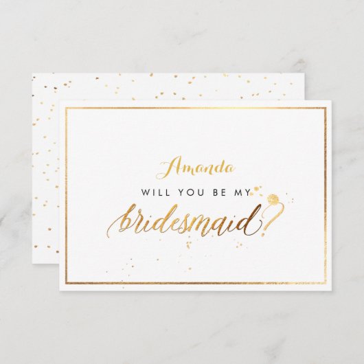 PixDezinesのフェイク金ゴールドは私のブライドメイド 招待状 (正面/裏面)