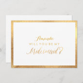 PixDezinesのフェイク金ゴールドは私のブライドメイド 招待状 (正面/裏面)