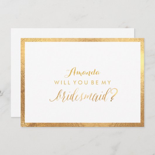 PixDezinesのフェイク金ゴールドは私のブライドメイド 招待状 (正面/裏面)