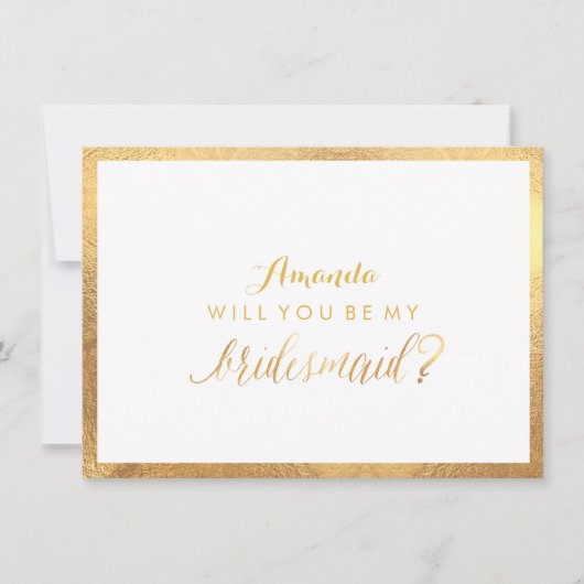 PixDezinesのフェイク金ゴールドは私のブライドメイド 招待状 (正面)