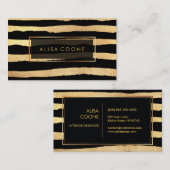 PixDezinesのフェイク金ゴールドストライプ 名刺 (正面/裏面)
