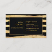 PixDezinesのフェイク金ゴールドストライプ 名刺 (裏面)