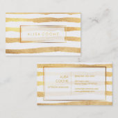 PixDezinesのフェイク金ゴールドストライプ 名刺 (正面/裏面)