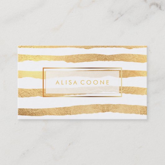 PixDezinesのフェイク金ゴールドストライプ 名刺 (正面)