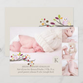 PixDezinesのフクロウ写真テンプレート 誕生日のお知らせ 案内状 (正面/裏面)