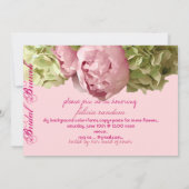 PixDezinesのフューシャ色の芍薬/緑のハイドランジア/DIY 招待状 (裏面)