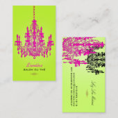 PixDezinesのホットピンククリスタルシャンデリア/DIYカラー 名刺 (正面/裏面)