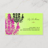 PixDezinesのホットピンククリスタルシャンデリア/DIYカラー 名刺 (裏面)