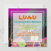 PixDezinesのマイトワイ、ビーチでのルアウ 招待状 (裏面)