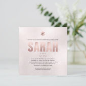 PixDezinesのミニマルDIY偽ローズゴールド ミツバ 招待状 (スタンド正面)