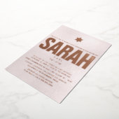 PixDezinesのミニマルDIY ローズゴールドのミツバ 箔招待状 (回転した状態)