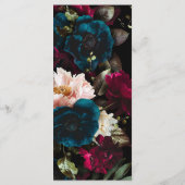 PixDezinesのムーディーなボタニカル ティール アネモネ ワインレッド メニュー (裏面)