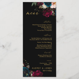 PixDezinesのムーディーなボタニカル ティール アネモネ ワインレッド メニュー