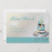 PixDezinesのモノグラムのウェディングケーキ、ターコイズブルーの結婚式のケーキ (裏面)