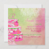 PixDezinesのモノグラム アリス フローラル ケーキ 招待状 (裏面)