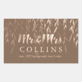 PixDezinesのヤナギかフェイクなピンクGold/DIYの背景 長方形シール (正面)