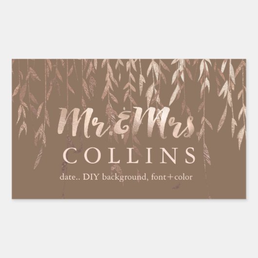 PixDezinesのヤナギかフェイクなピンクGold/DIYの背景 長方形シール (正面)