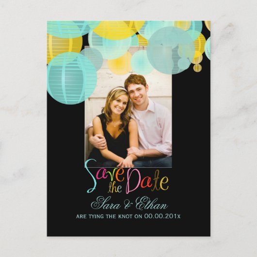 PixDezinesのランタンでSave the Date 案内ポストカード (正面)